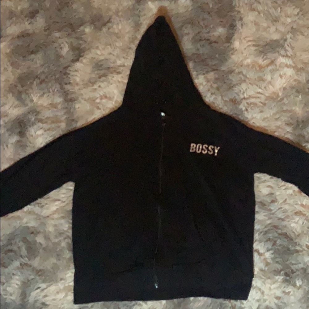 Black (bossy) zip up hoodie